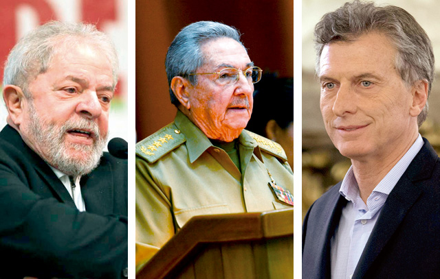 Luiz Inácio Lula da Silva, Raúl Castro und Mauricio Macri: In Brasilien, Kuba und Argentinien stehen in diesem Jahr Wahlen an.